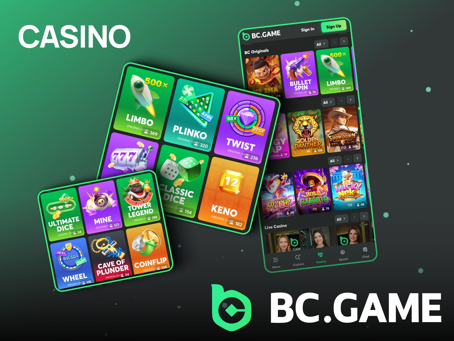 Games in the BC Game app for every taste.