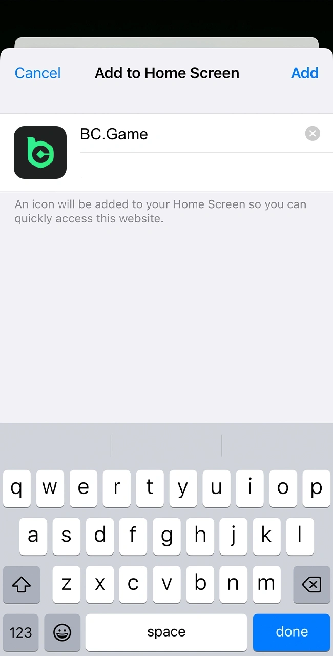 Create a shortcut to BC Game.