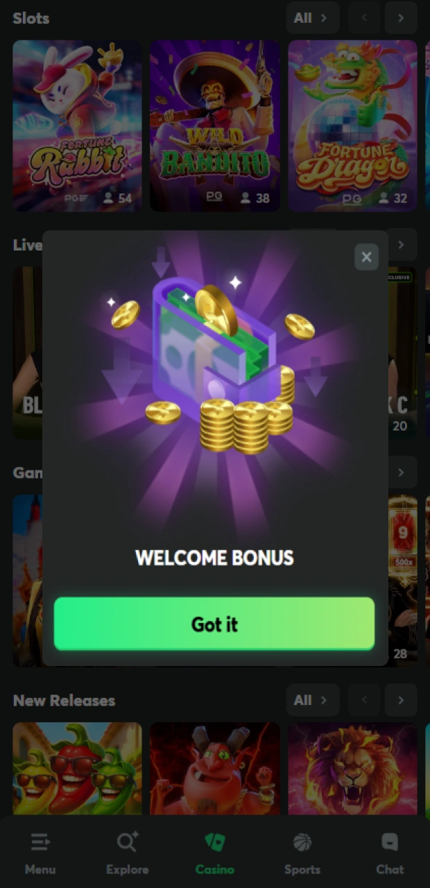 Use the promo code to start playing on BC Game.