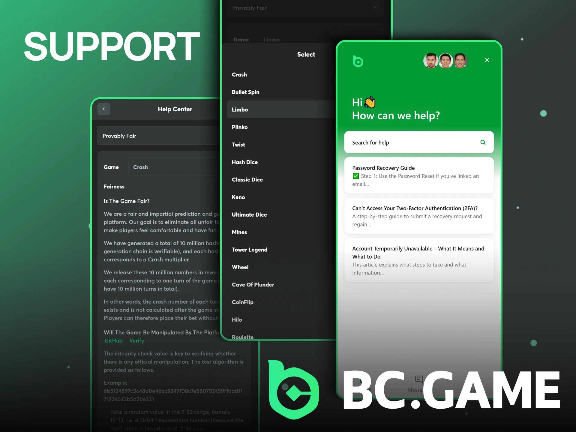 BC Game support service will help in any situation.
