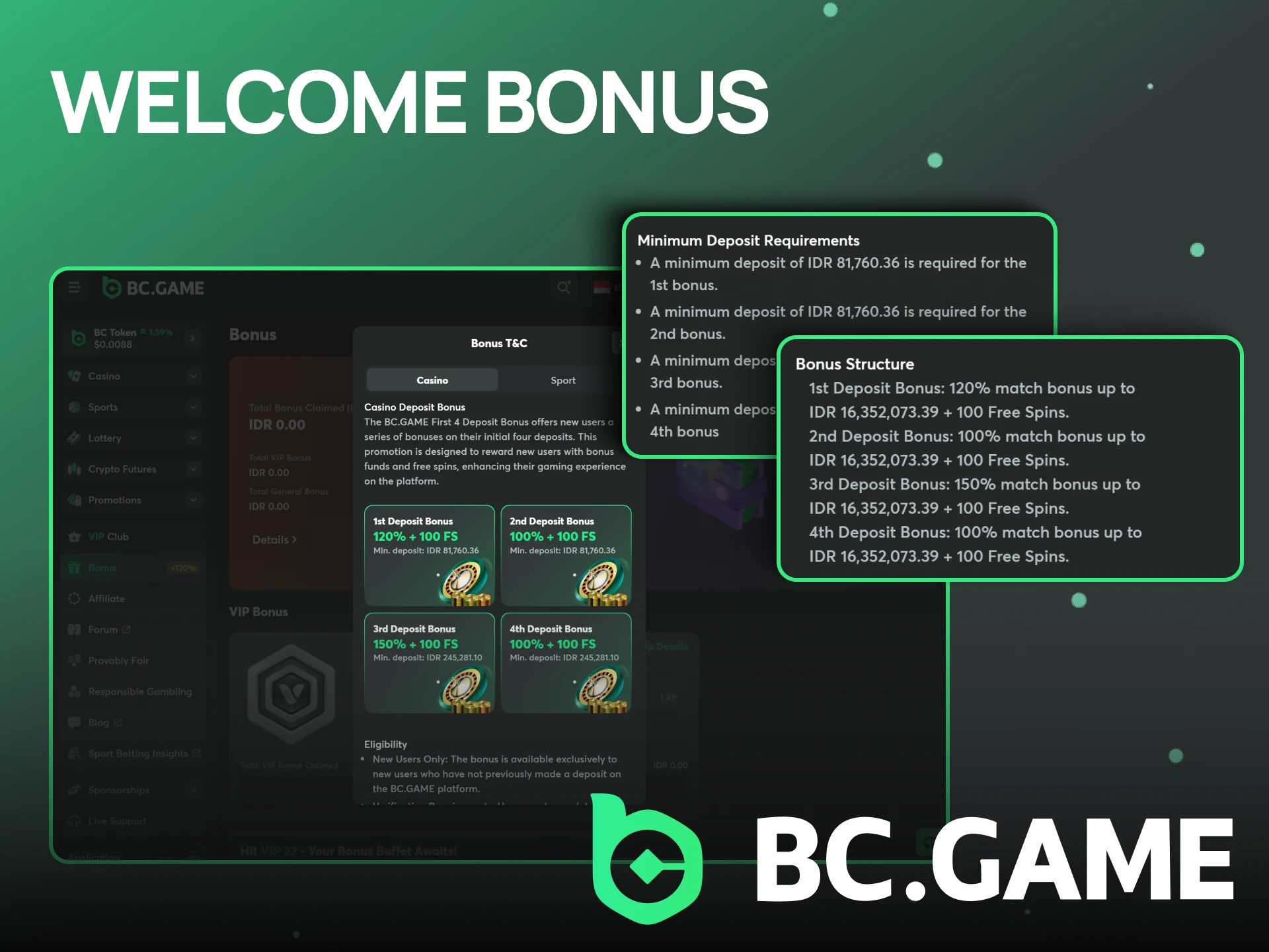 BC Game gives a welcome bonus.