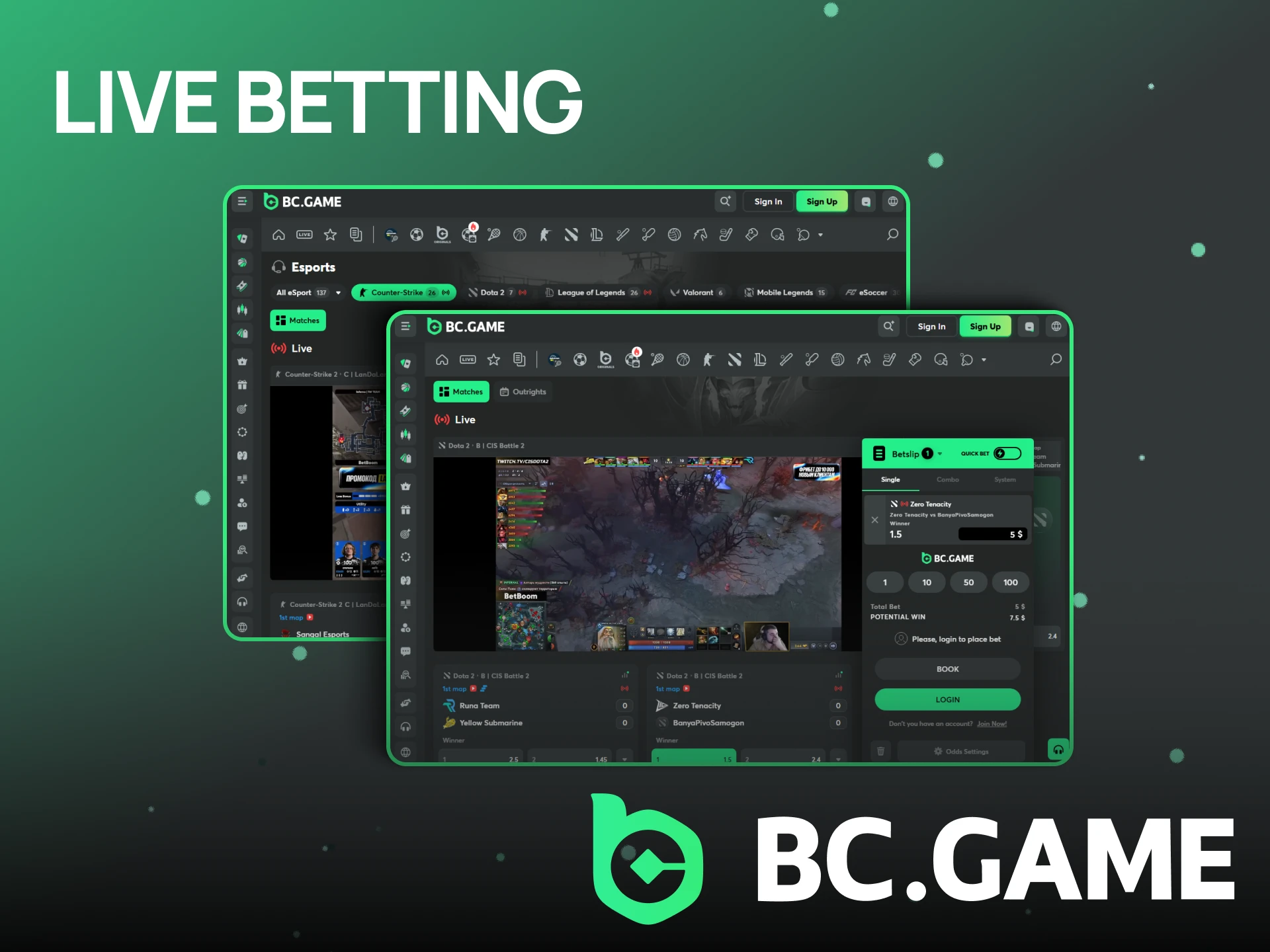 Join the live games on the BC Game website and place bets.