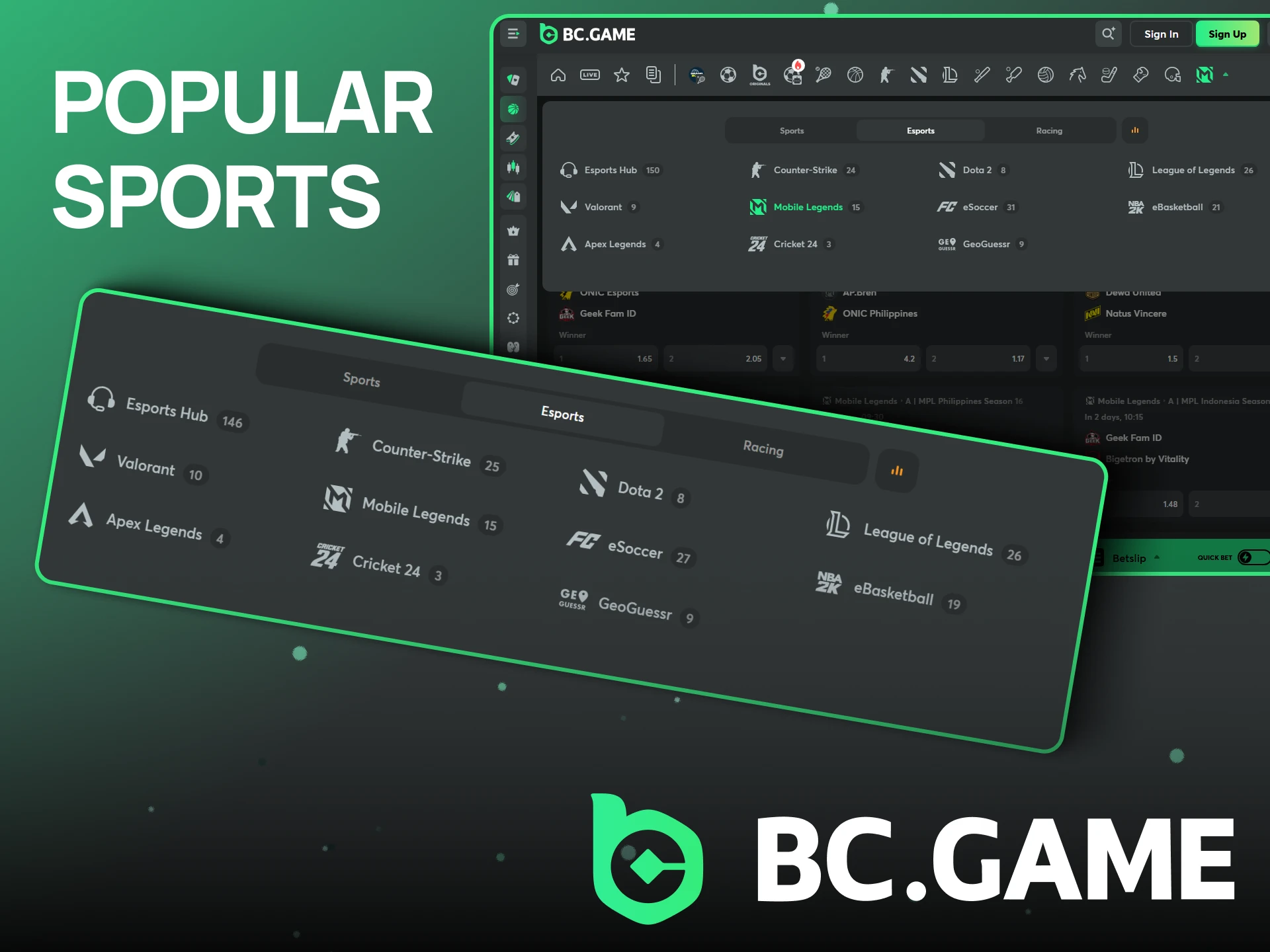 Explore the best eSports games on BC Game.