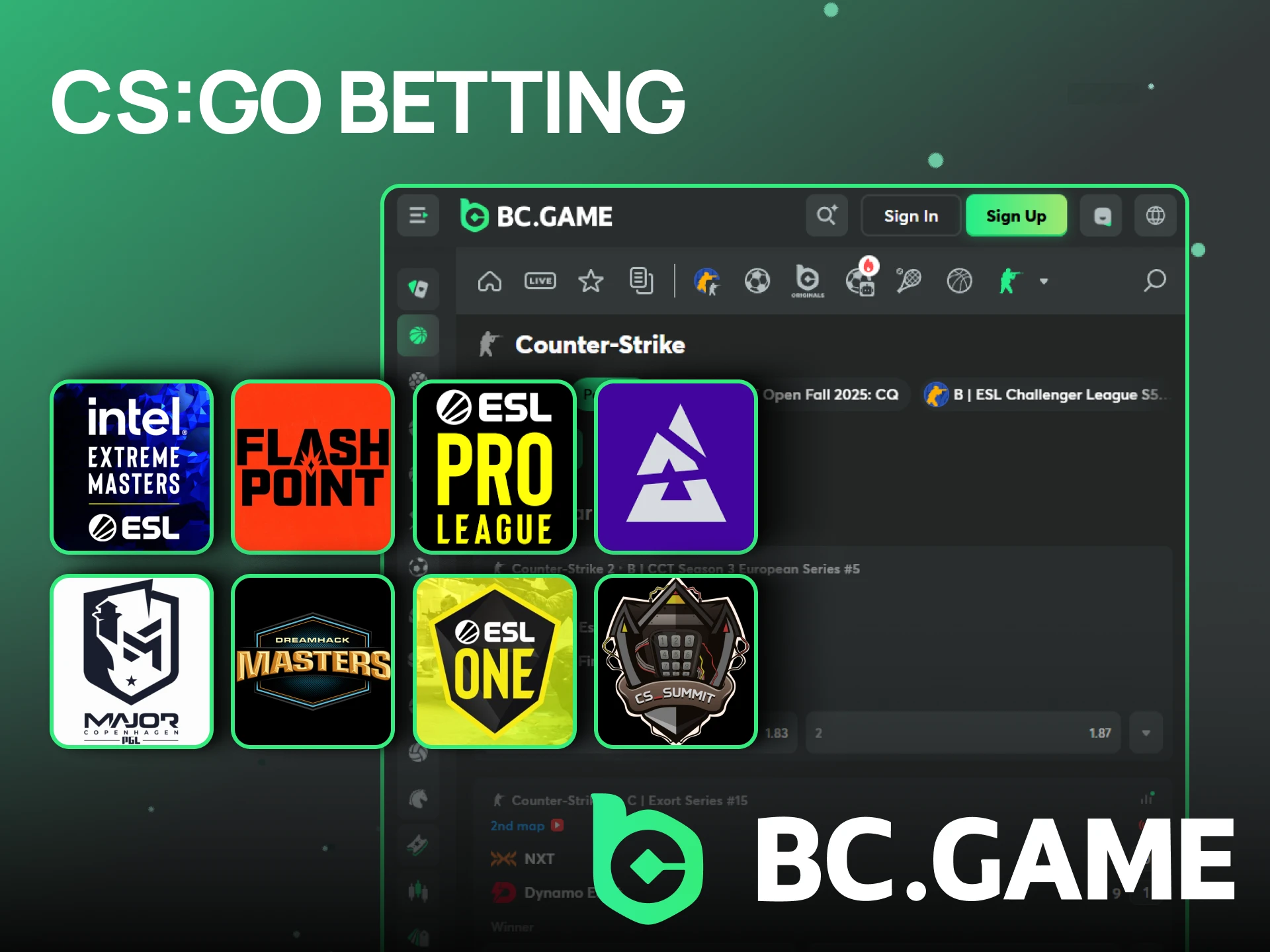 Place your bets in the CS:CO game on the BC Game website.