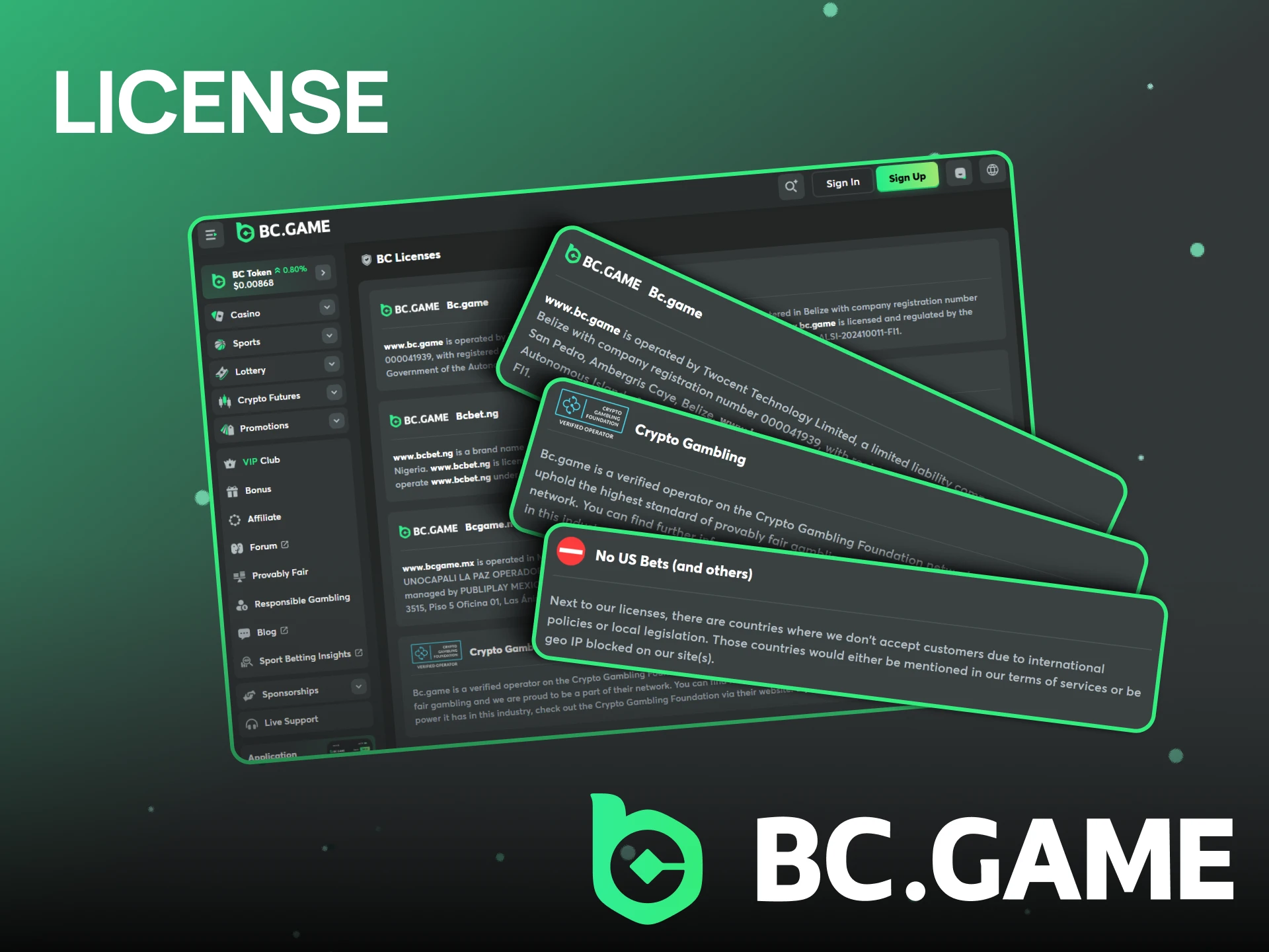 BC Game is a licensed casino.