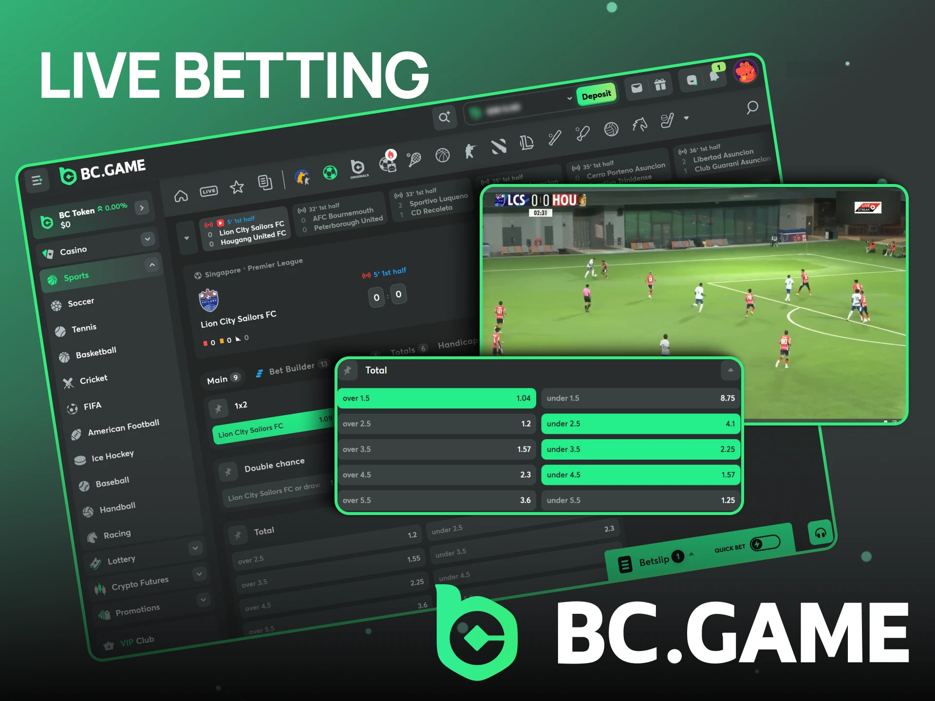 In BC Game, you can place bets in real time.
