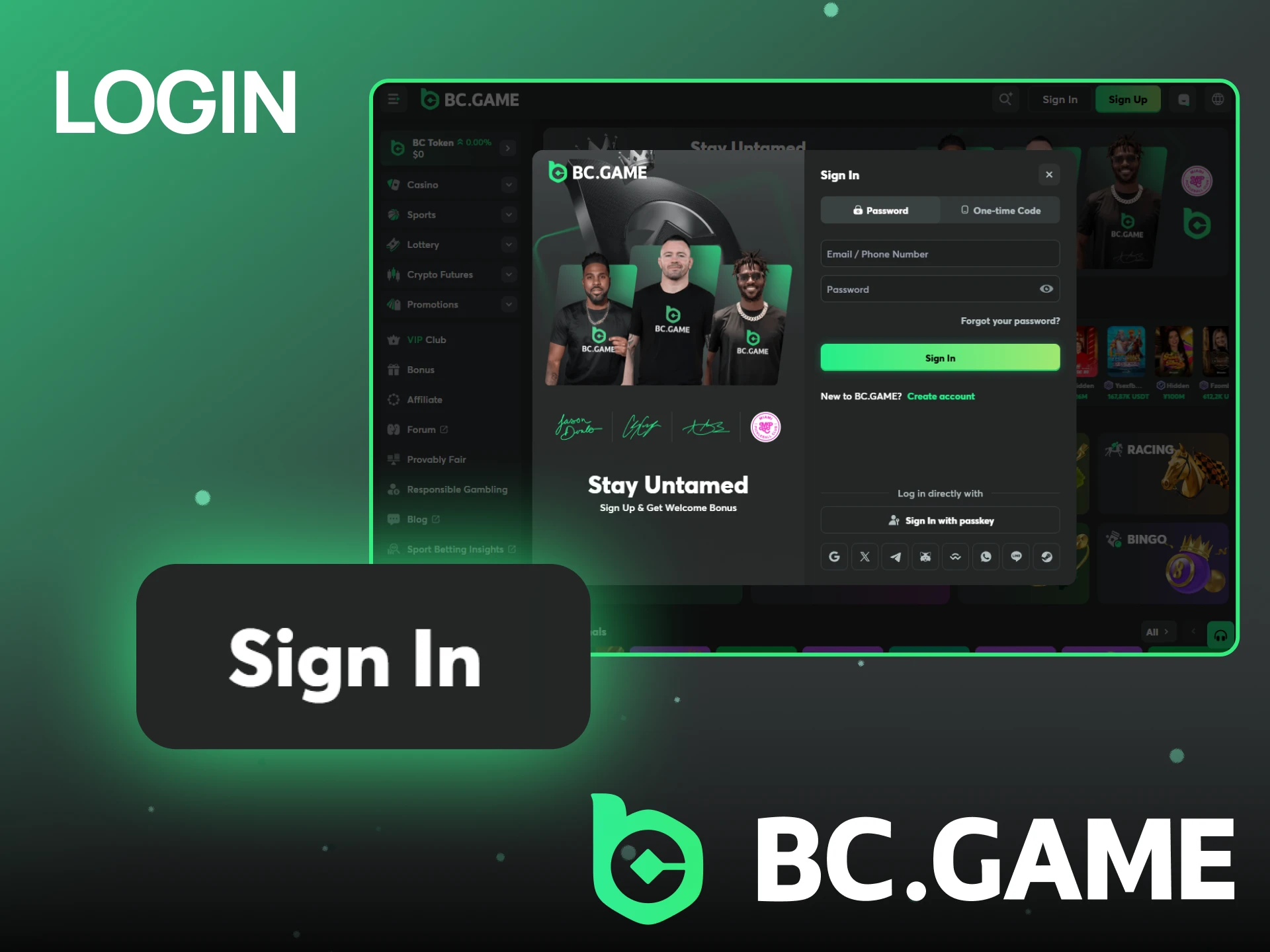 Log in to your BC Game account.
