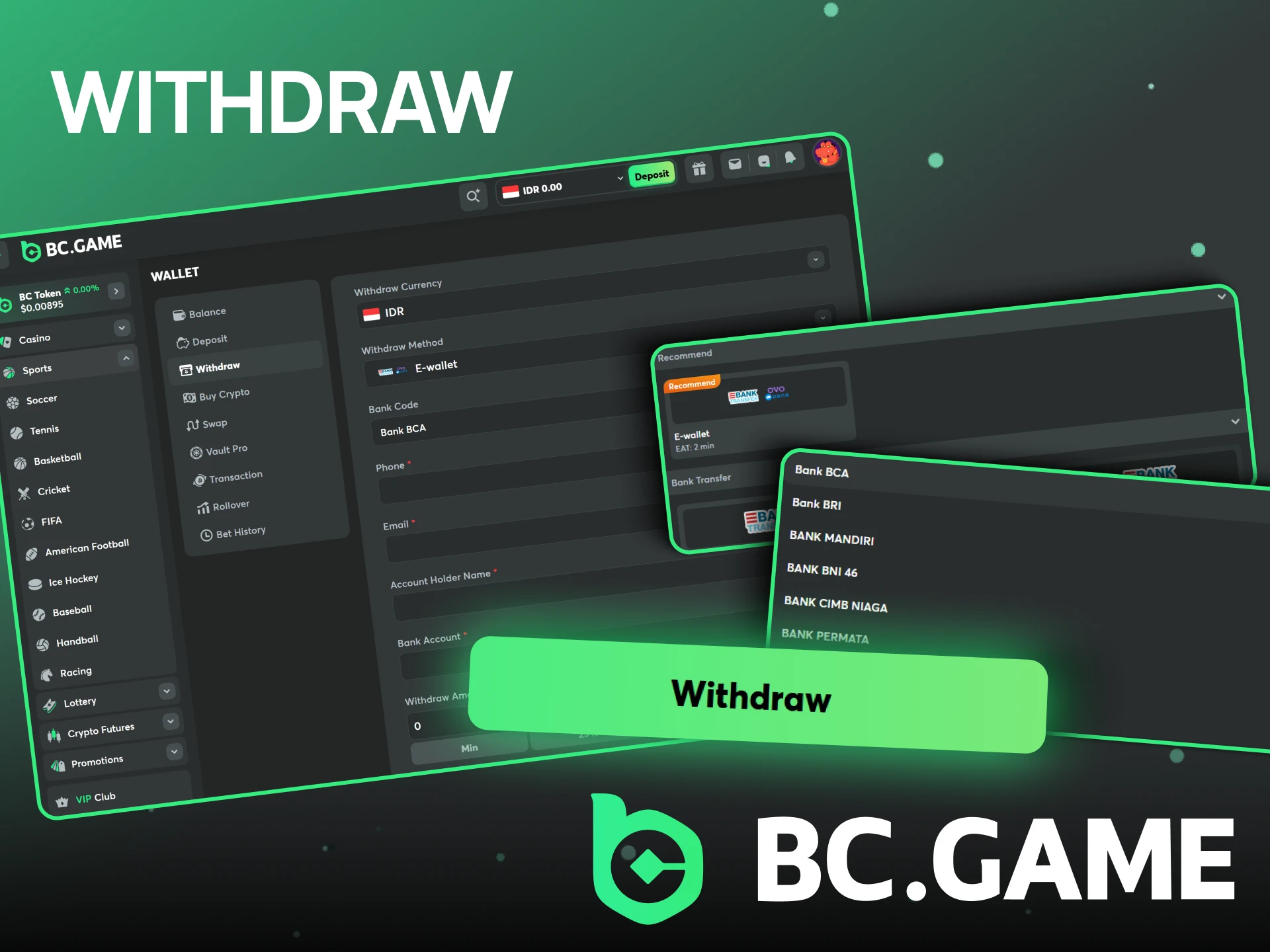 Withdraw your winnings quickly and easily with BC Game.