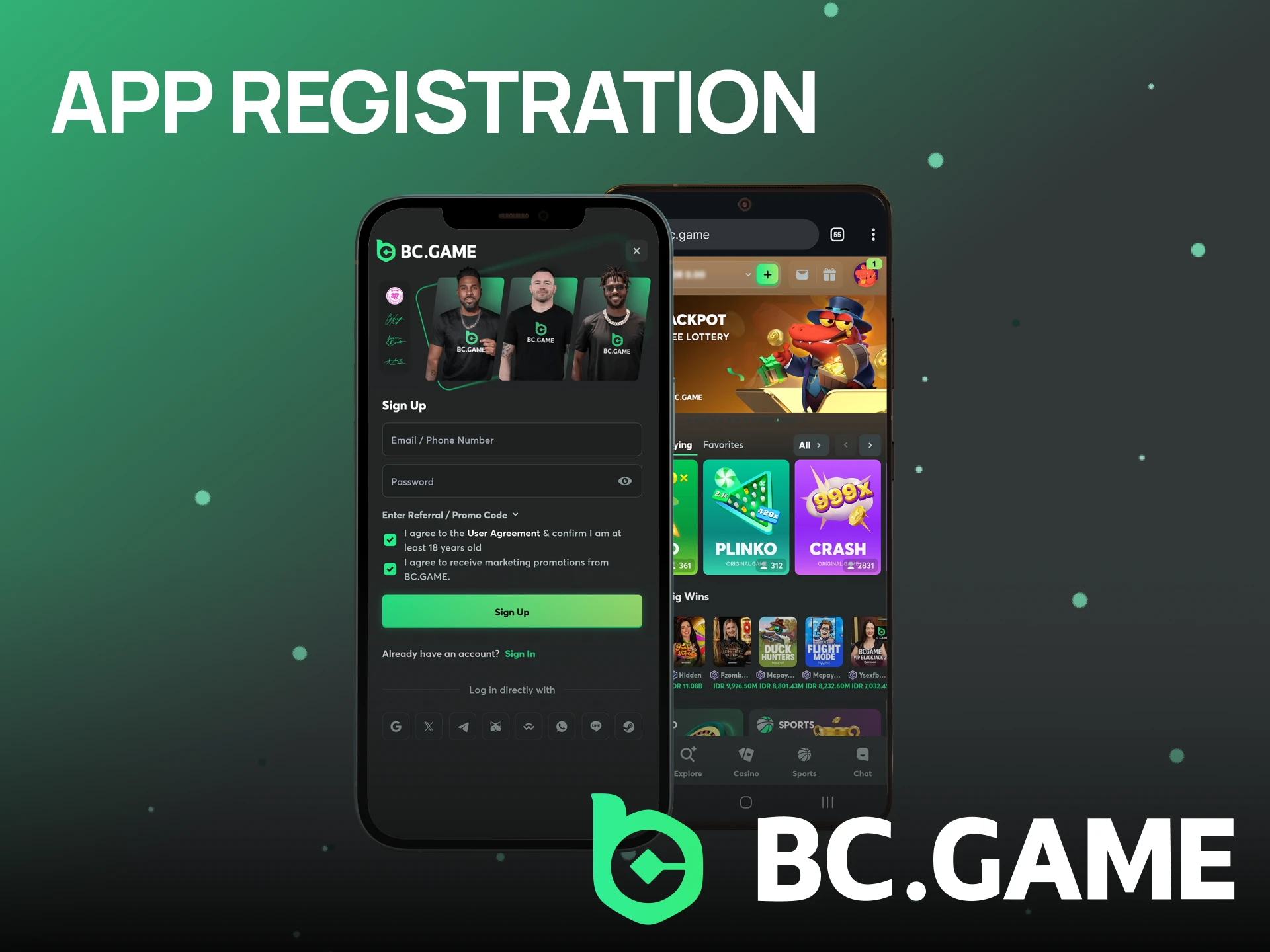 Register in the BC Game application.
