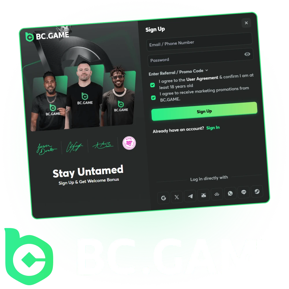 Register an account in BC Game.