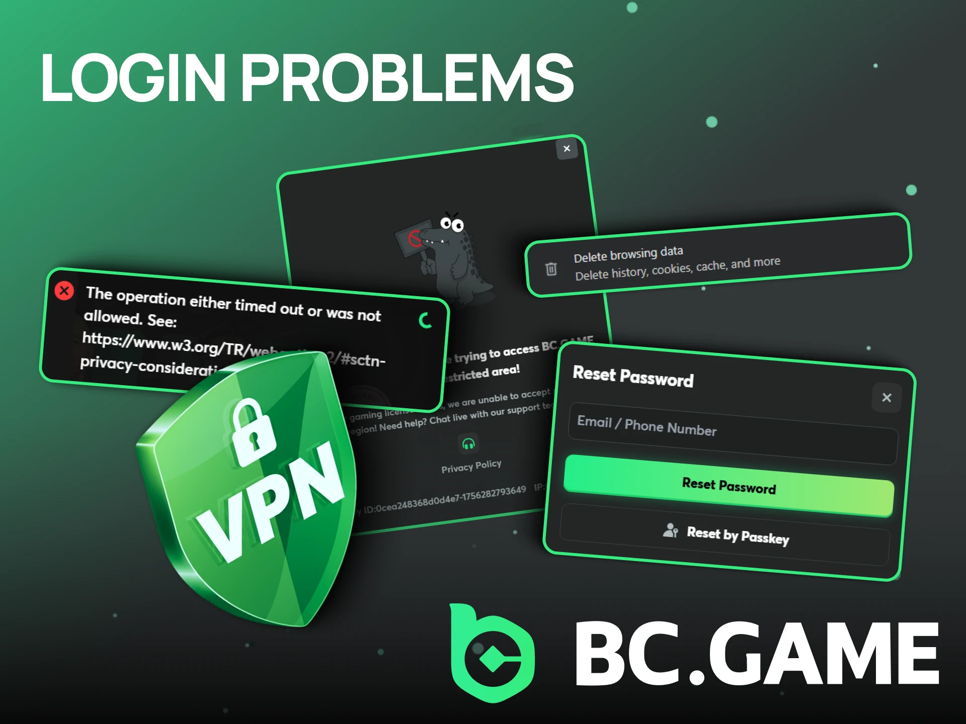 Problems that may arise when logging into your BC Game account.
