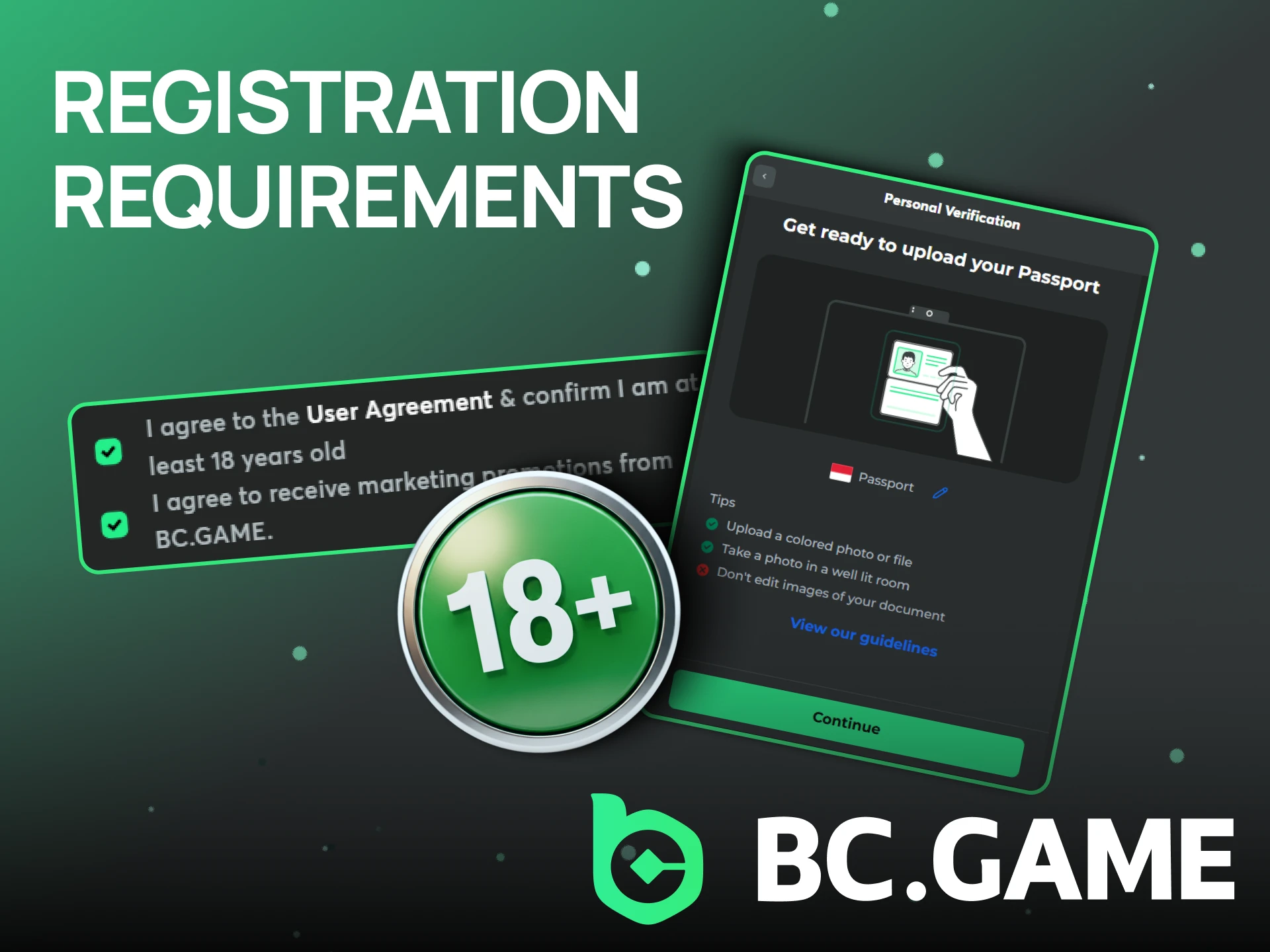 Requirements for registering on BC Game.