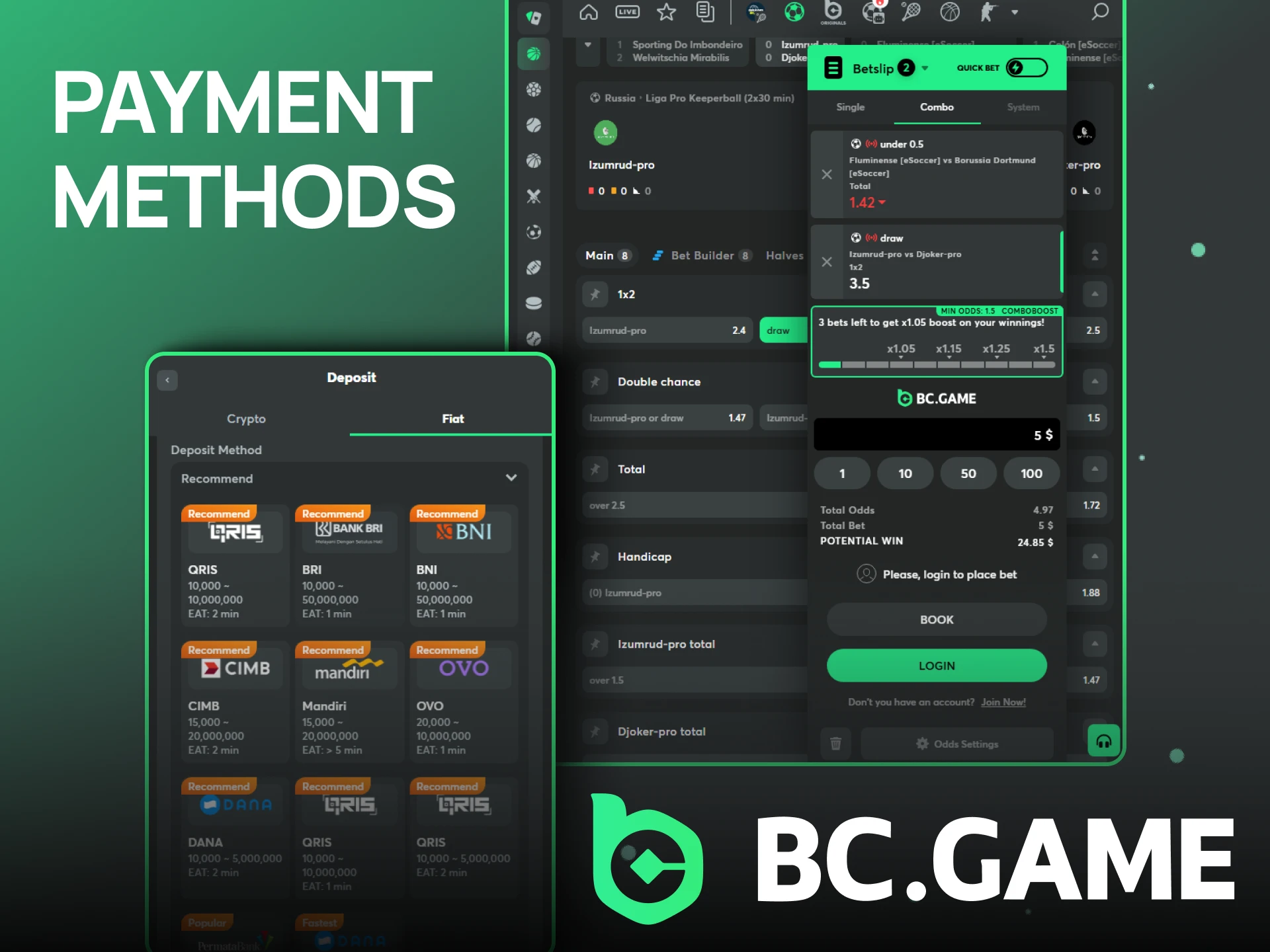 Deposit and withdraw funds conveniently on the BC Game website.