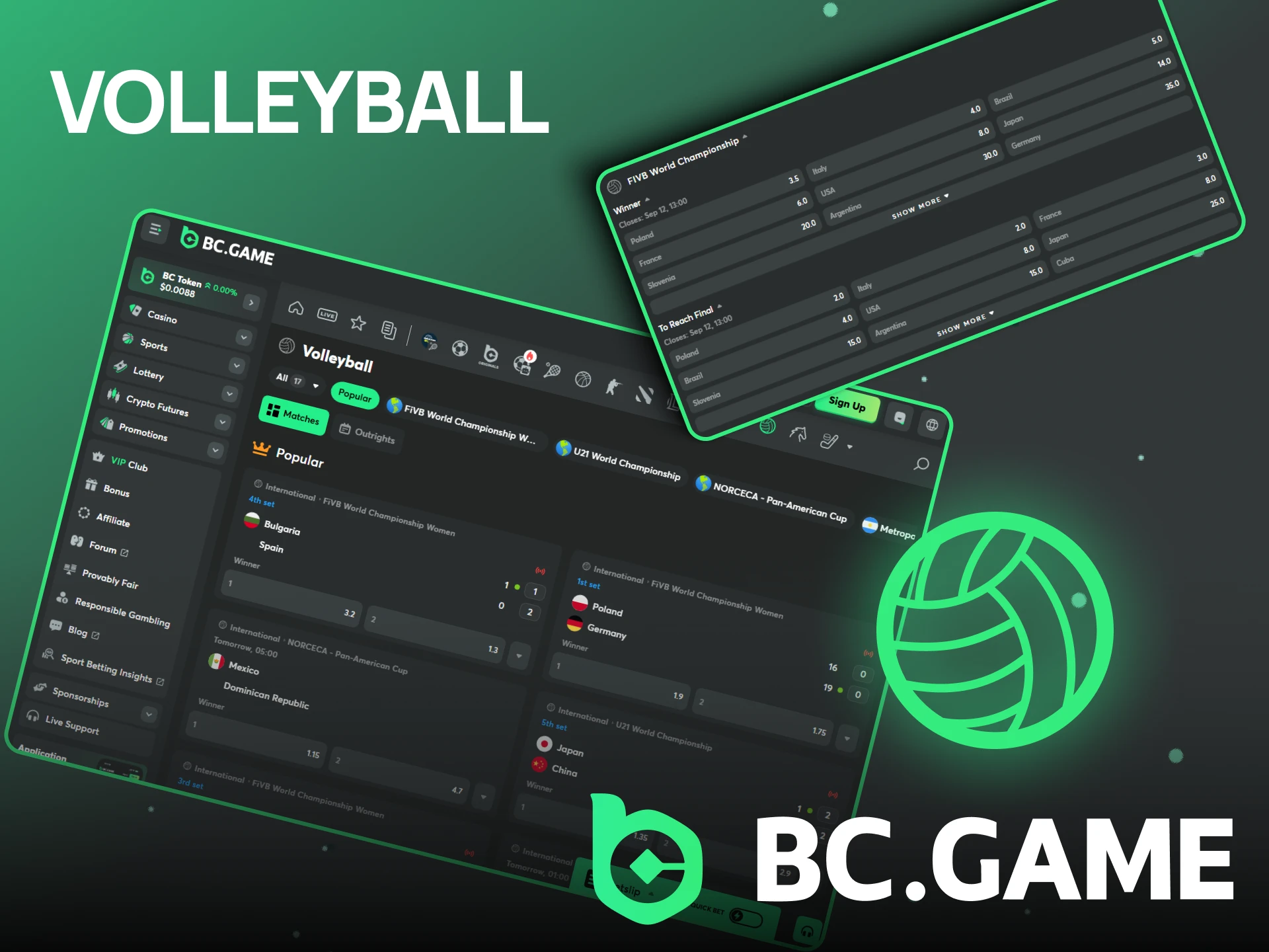 Join the excitement of volleyball betting on the BC Game platform.