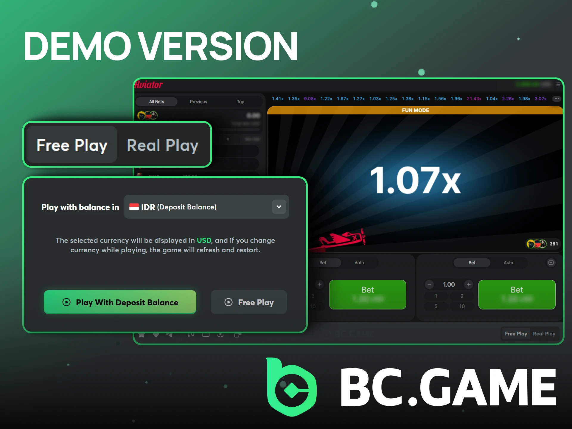 Use the demo version to practice your Aviator strategy risk-free on BC Game.