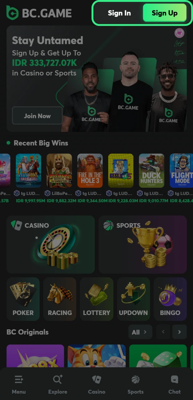 Sign up or log in to BC Game to play Aviator.