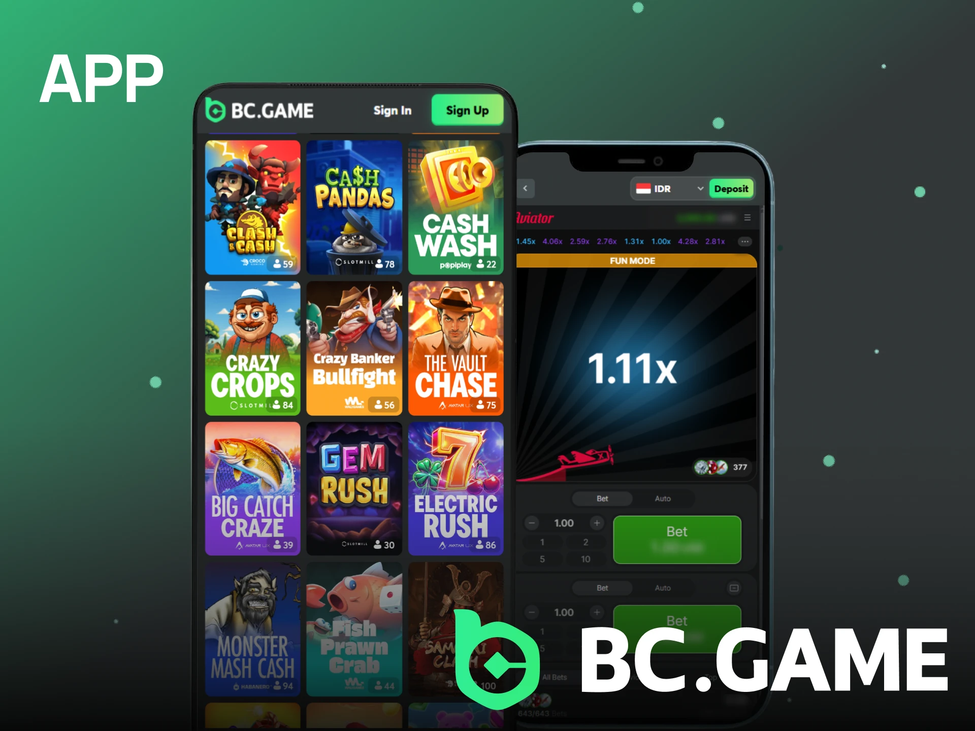 Download the app to play crash games on your mobile with BC Game.