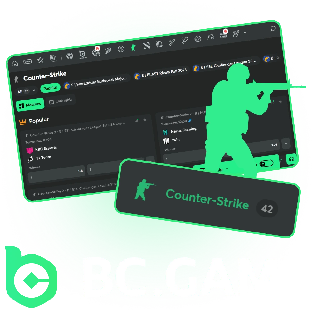 Wager CS2 matches and win with BC Game.