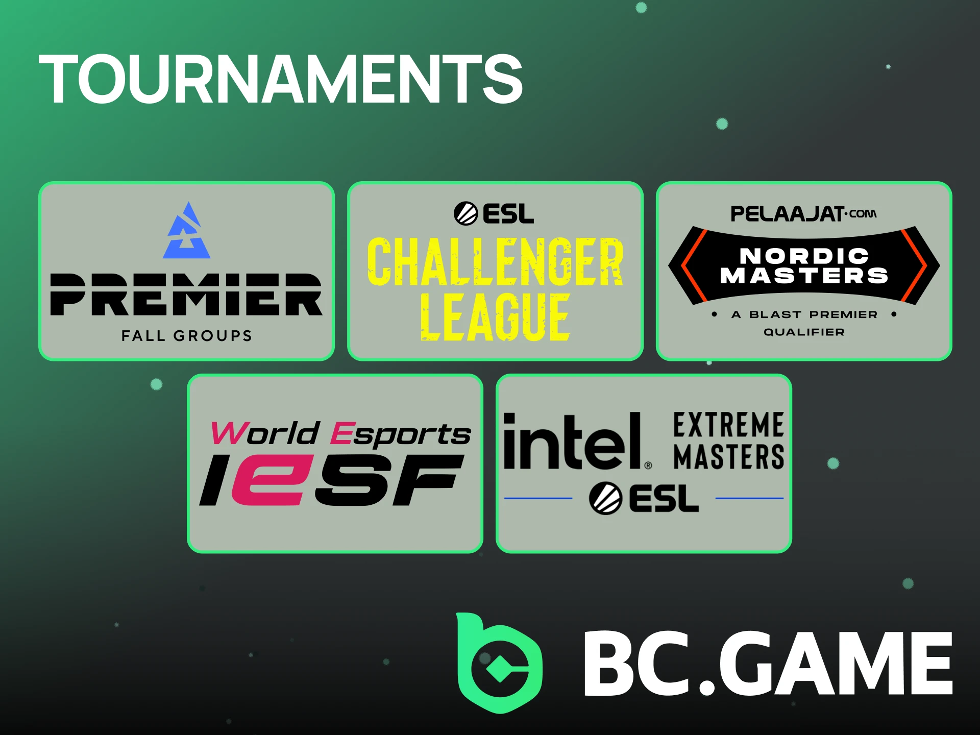 Wager on CS2 tournaments available on the BC Game platform.