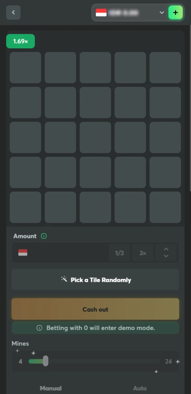 Start playing in the Mines round to win on BC Game.