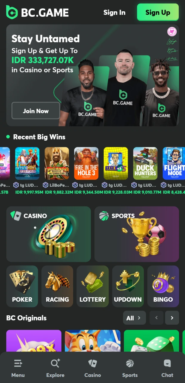 Open the site to begin getting the BC Game app to play Plinko.