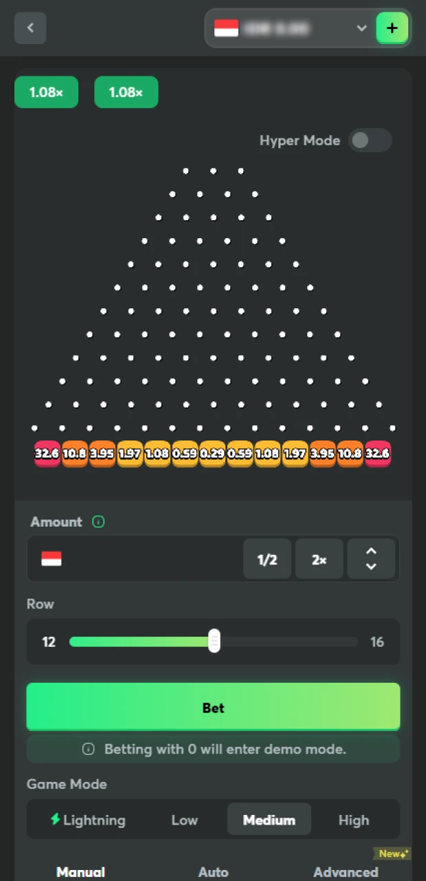 Click start to drop the Plinko ball and begin your winning round on BC Game.
