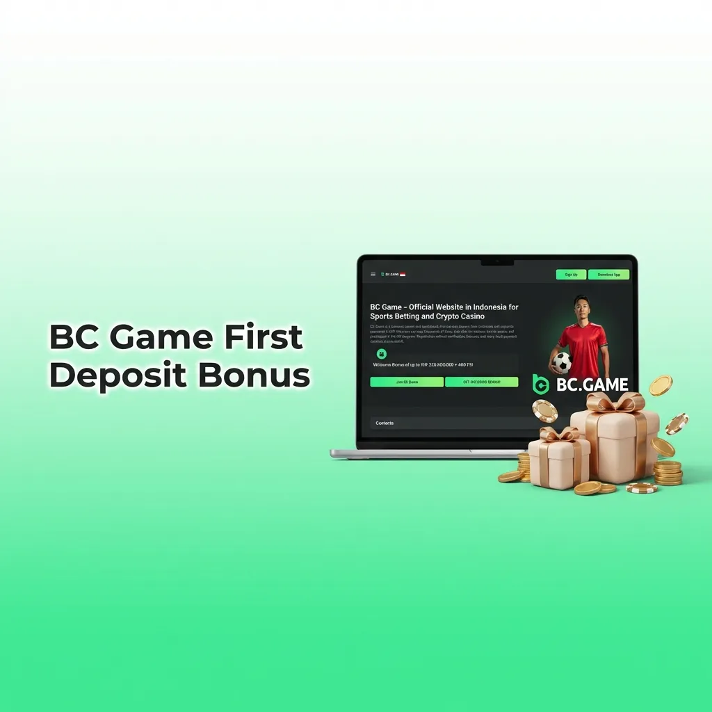 BC Game welcome bonus offer showing IDR 320M deposit match plus 400 free spins for new Indonesian players
