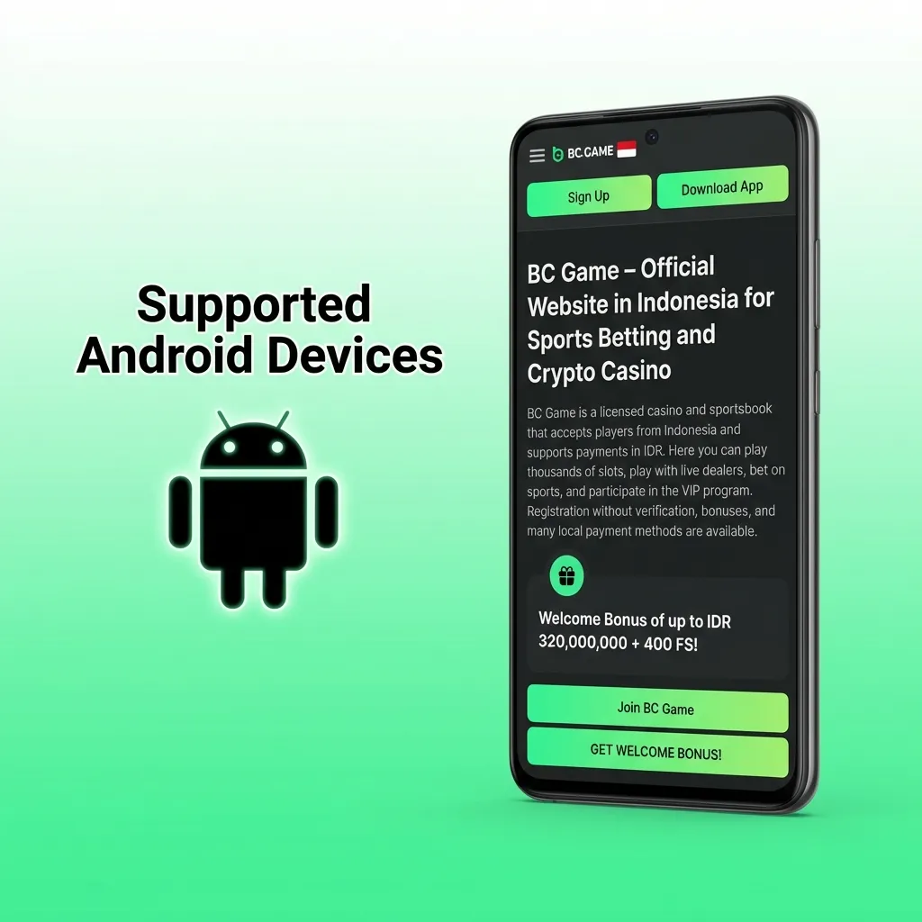 List of popular Android phone models compatible with BC Game PWA including Samsung, Xiaomi, Oppo, Vivo, and Google Pixel devices