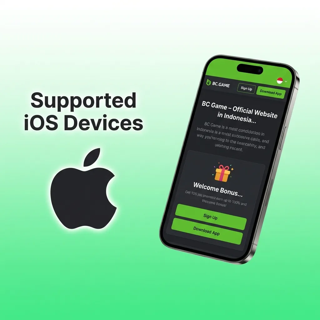 List of compatible Apple devices including iPhone 14 Pro Max, iPhone 13, iPad Pro, and other iOS models for BC Game app