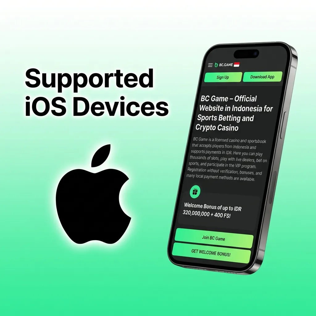 List of compatible iPhone and iPad models for BC Game PWA, including iPhone 13, 12, 11, X series and recent iPad models