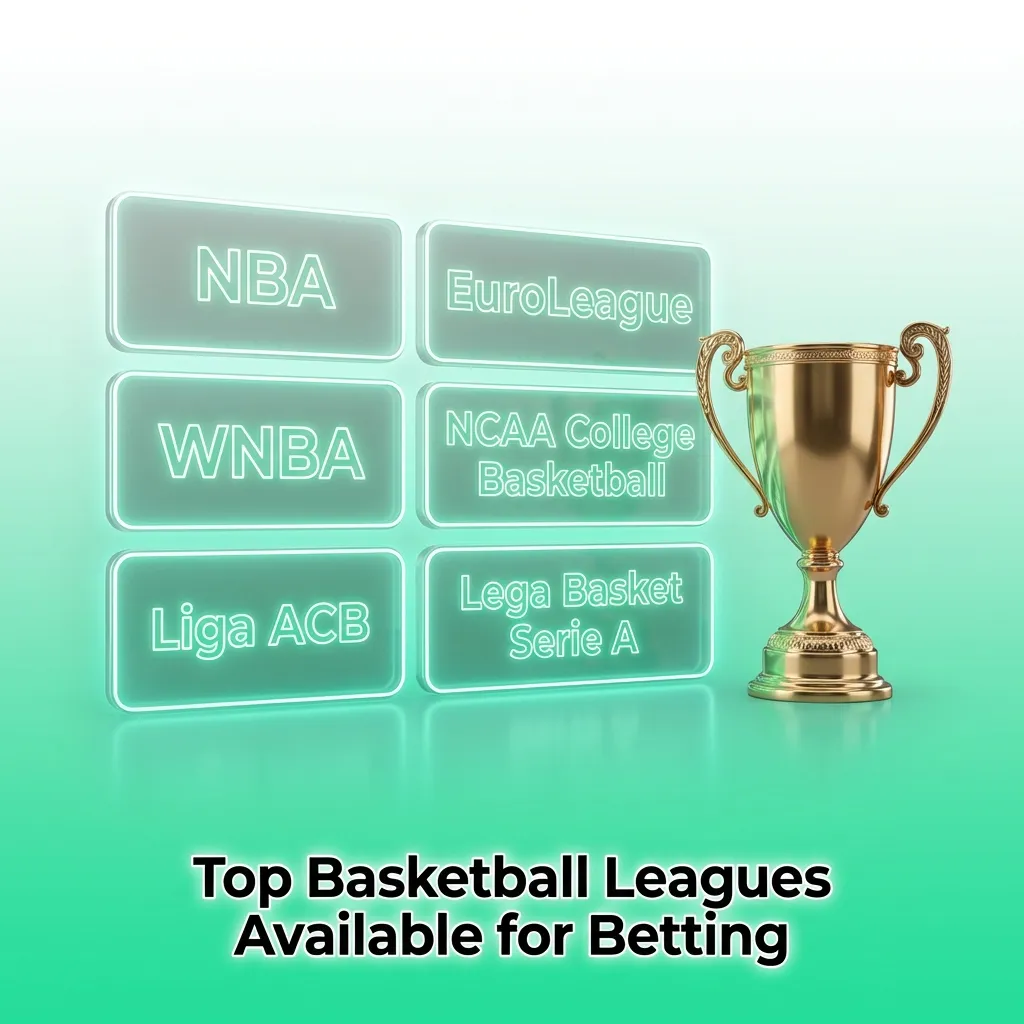 Basketball betting options showing NBA, EuroLeague, NBL, FIBA tournaments, NCAA, and international leagues worldwide