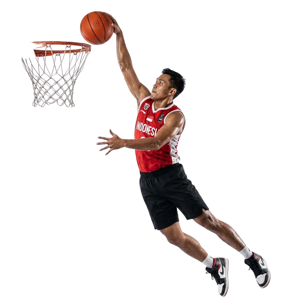 Indonesian basketball betting platform showing NBA and EuroLeague odds with live betting interface and mobile app