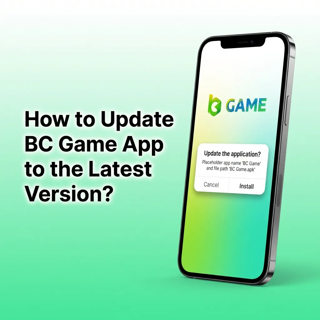 BC Game app update notification screen showing download progress bar on mobile device