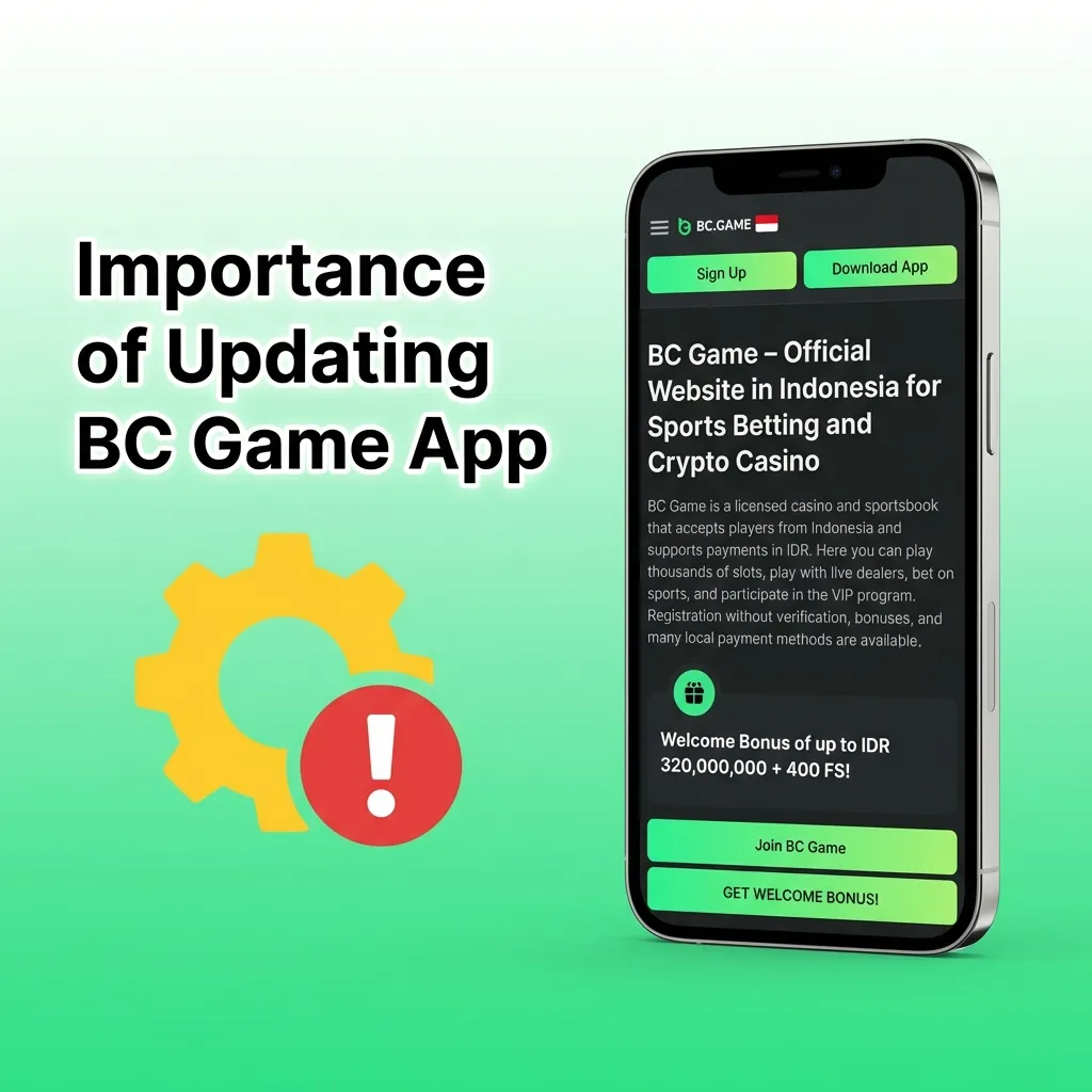BC Game app update screen showing improved performance, security patches, and new features for Android devices
